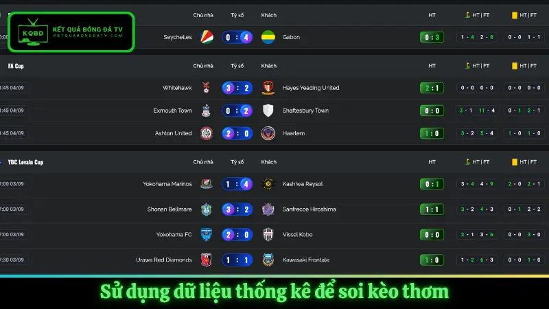 Sử dụng dữ liệu thống kê để soi keo thom